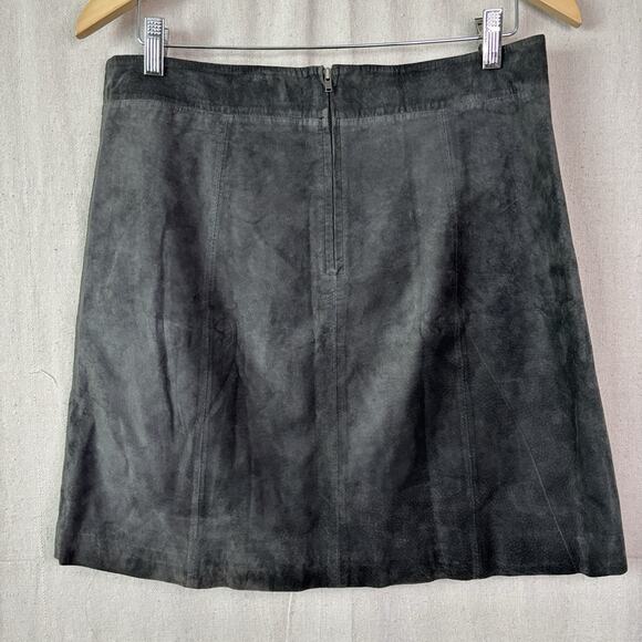 Kut From The Kloth Womens Boho Rocker Suede Leather Mini Skirt Size 8 Charcoal - Picture 2 of 9